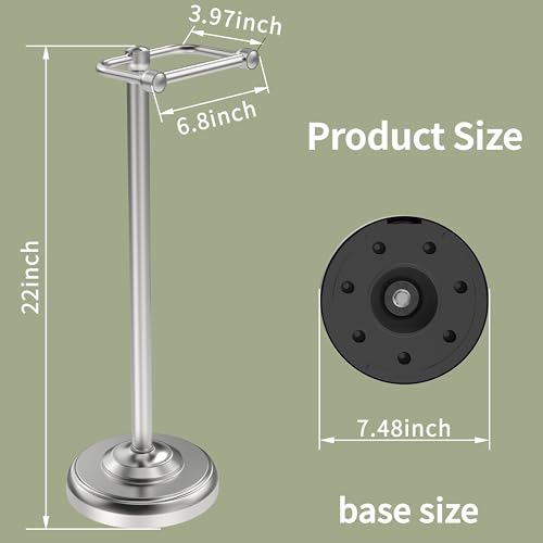 Toilet Paper Holder Stand, Brushed Nickel Toilet Paper Holder Free Standing,Post Pivoting Design & Stable Weighted Base SUS304 Stainless Steel for Bathroom - color: Brushed Nickel