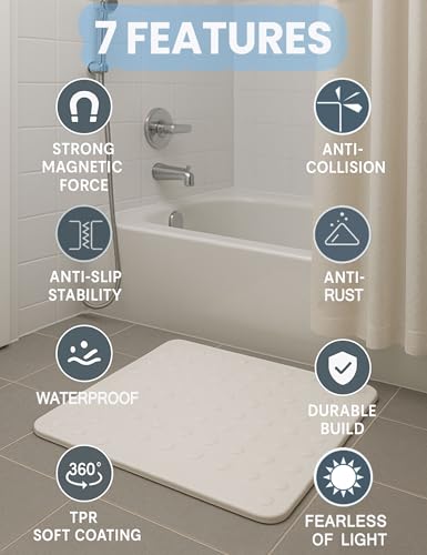 8 Pcs Magnets Shower Curtain Weights, Waterproof Silicone Curtain Weights | Heavy Duty Silicone Wrapped Magnetic Weights for Liner Bottom Tub RV Drapes Refrigerator Tablecloth, White