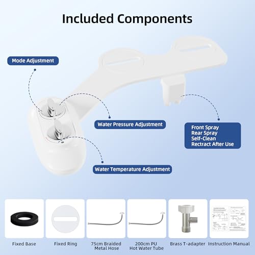 Ultra-Slim 3-in-1 Bidet Attachment for Toilet, Adjustable Warm/Cold Water & Pressure, Self-Cleaning Dual Nozzles for Posterior & Feminine Wash, Easy Install (White） - color: Chrome, Cold & Warm
