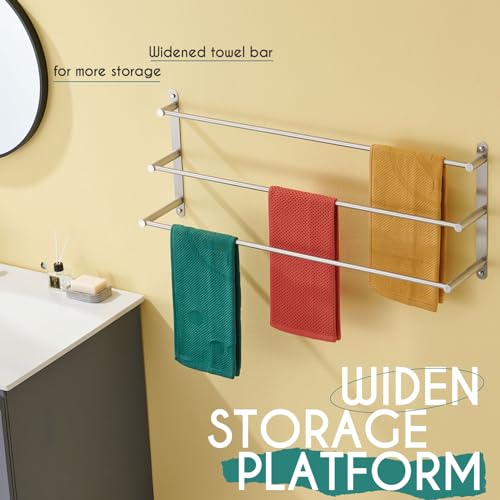 KOKOSIRI Bath Towel Bars 32'' Bathroom 3-Tiers Ladder Towel Rack Wall Mount Towels Shelves Stainless Steel, Brushed Nickel, B5002BR-L32 - color: Brushed, size: 32-Inch