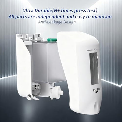 Manual Foaming Soap Dispenser, 1000ml, Pearl White | No-Drill, Wall Mounted, Large Viewing Window, Super Easy Refills, Commercial & Home - color: Pearl White