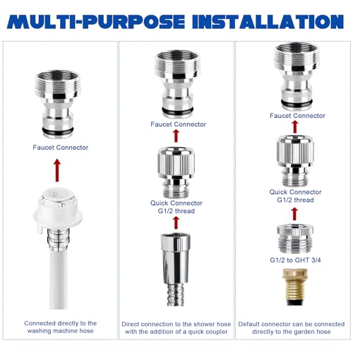 Sink Faucet Quick Connector with Aerator, Faucet to Garden Hose Adapter | Portable Snap Coupling Adapter for Dishwasher/Washer, Sink Hose Adapter for Kitchen/Bathroom/Shower, Easy to Install