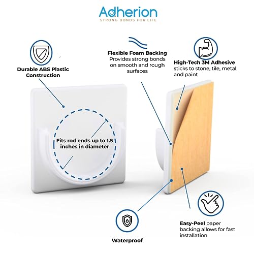 Adhesive Shower Curtain Rod Holder | Rod Retainer | No Drilling | Stick On | 3M Adhesive | Cream | 2 Pack | Shower Curtain Rod Not Included | - color: Cream, size: Small