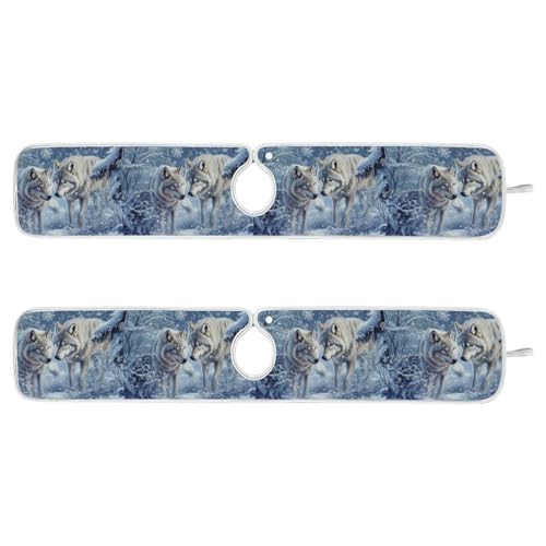 Kitchen Sink Splash Guard Behind Faucet Mat 2 Pcs Absorbent Faucet Mat Quick Dry Kitchen Sink Drying Mats for Drip Drain Draining Sinks Bathroom Microfiber Soft Washable L Blue Snow Wolves - color: Blue Snow Wolves, size: 30" x 5.5"