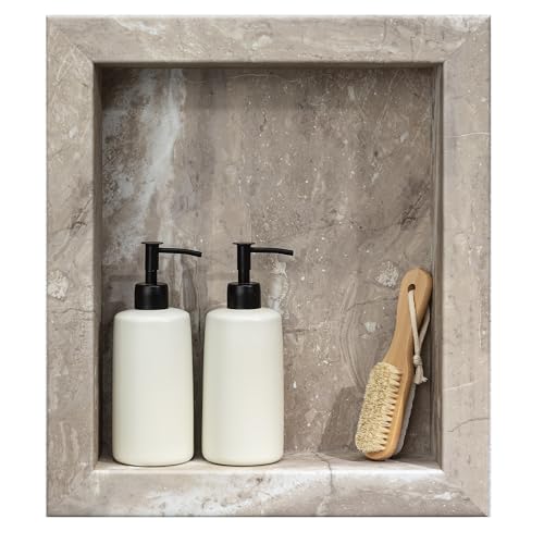 Palisade 17.5 in x 15.5 in Vinyl Shower Niche Venetian Marble | Waterproof Shower Insert - color: Venetian Marble