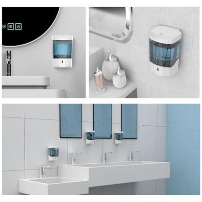 Automatic Soap Dispenser 20fl oz/600ml Touchless Wall Mount Liquid ABS Auto Hands Free Touchless Soap Dispensers Bathroom Kitchen 9031 White - color: White