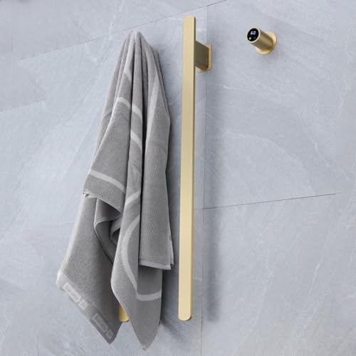Bathroom Heated Towel Rack, Brushed Gold Towel Warmer, 2Bars, 110V | Smart Touch Control, Wall Mounted, Concealed Hardwired, Stainless Steel, Dry Towels in Modern Bathrooms, Space-Saving Design - color: Brushed Gold-2 Bars