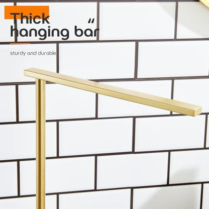 Hand Towel Bar for Bathroom Vanity Countertop 1-Tier Towel Holder Free Stand with Heavy Marble Base Thicken Steady, Gold Stainless Steel AN7002GD - color: Brushed Gold, size: 1-Bar