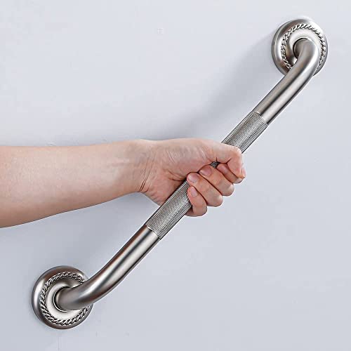 Anti Slip Shower Grab Bar, 24-Inch Toilet Textured Sturdy Hand Rail, Stylish Bathroom Armrest, Brushed Nickel Finish, Multi Function Assist Handle - color: Brushed Nickel, size: 24 Inch