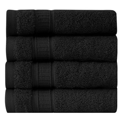 LA' HAM MAM FINE LIVING Luxury Turkish Cotton Towels Easy Care, Extra Soft & Absorbent, Hotel & Spa Quality, Kitchen & Bathroom Turkish Towels (Washcloth Set - 4 Pack, Black) - color: Black, size: Washcloth Set - 4 pack