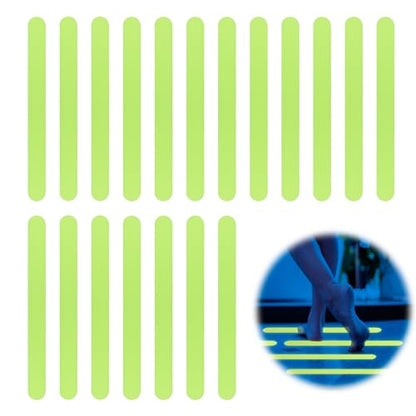 Luminous Non Slip Shower Stickers, Anti Slip Waterproof Bathtub Adhesive Mat Strips, Safe Visible Stair Floor Ladder Tape Decal, Protect Kid Elder for Boat Swimming Pool Health Club (24 Pcs) - color: 24 Pcs