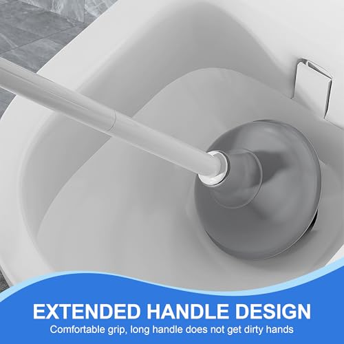 Silkyhose 3 in 1 Toilet Brush & Plunger, Wall Mounted with Crevice Brush | Built-in Storage Holder. Rust-resistant, Durable. Non-Slip Grip. Easy to Install. For Bathroom, Floor & Tile Cleaning.