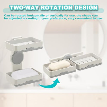 uxcell Soap Holder for Shower Wall, Double Layer Drill-Free Soap Dish Adhesive Wall Mounted Sponge Holder for Shower Kitchen, Bathroom, Bathtub(Light Gray) - color: Light Gray