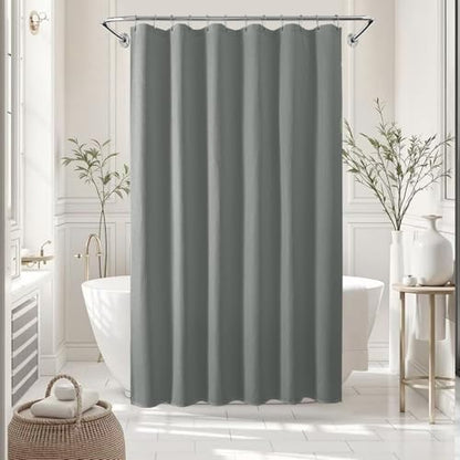 Waterproof Waffle Shower Curtain, 260GSM Heavy Duty Fabric with 12 Stainless Steel Hooks, Luxury Hotel Spa Style for Bathroom, Machine Washable, 72 x 72, Grey - color: Waffle-grey