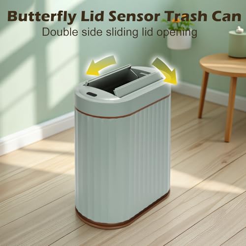 SYNCVIBE Bathroom Sensor Trash Can, 2 Gallon, Butterfly Lid, Green | Automatic Garbage Can, IPX5 Waterproof Trash Bin, Under-Counter Wastebasket for Kitchen, Office and Living Room - color: Green