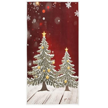 Christmas Tree with Snowflake Hand Towels 16x30 in Bathroom Towel, Retro Wooden Red Small Bath Towel Merry Christmas X-mas Bathroom Decor Gifts - color: Christmas Tree