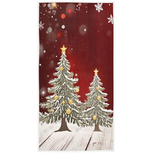 Christmas Tree with Snowflake Hand Towels 16x30 in Bathroom Towel, Retro Wooden Red Small Bath Towel Merry Christmas X-mas Bathroom Decor Gifts - color: Christmas Tree