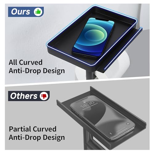 Toilet Paper Holder Stand with Phone Shelf, Rustproof Free Standing Toilet Paper Stand for 4 Rolls, Toilet Roll Dispenser Storages for Phones, Wipe, Wallet and Small Items, Black - color: Black