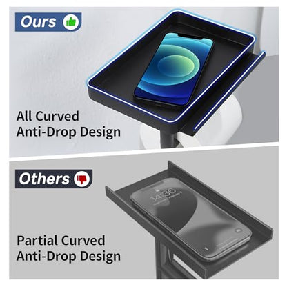 Toilet Paper Holder Stand with Phone Shelf, Rustproof Free Standing Toilet Paper Stand for 4 Rolls, Toilet Roll Dispenser Storages for Phones, Wipe, Wallet and Small Items, Black - color: Black