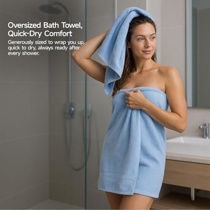 REDKISS 8 Piece Blue Towels Set - 100% Cotton Towels Set with 2 Large Bath Towels, 2 Hand, 4 Washcloths, 600 GSM Highly Absorbent Bath Towel Sets, Blue Quick Dry Shower Towel for Family Dorm Gym - color: Blue
