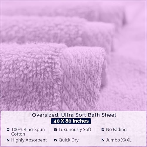 DAN RIVER Pack of 1 Jumbo Bath Sheet 40x80 Inches, XL Towels Oversized for Adults, Fluffy and Soft Plush Towels - Lavender - color: Lavendar