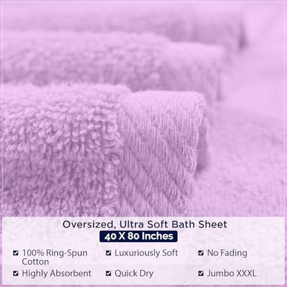 DAN RIVER Pack of 1 Jumbo Bath Sheet 40x80 Inches, XL Towels Oversized for Adults, Fluffy and Soft Plush Towels - Lavender - color: Lavendar