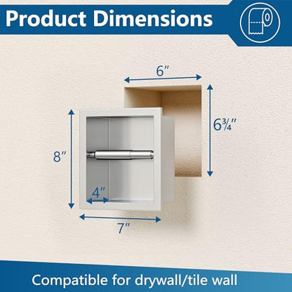 Neodrain Brushed Recessed Toilet Paper Holder,for Standard/Mega Roll | 304 Stainless Steel,Built-in Wall Toilet Paper Holder ,Stylish Mega Roll Tissue Dispenser for Bathroom, RV - color: Brushed