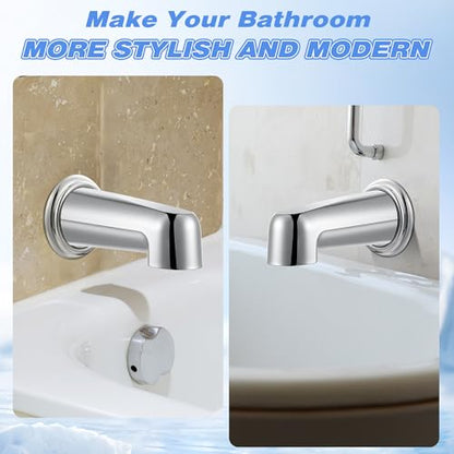 7″ Tub Spout Universal Fits,Without Diverter,Chrome | Fits 1/2" Copper Pipe, 1/2" IPS and 3/4" IPS, Bathroom Bathtub Faucet with Adapters and Hex Wrench - color: Chrome, style: Without Diverter