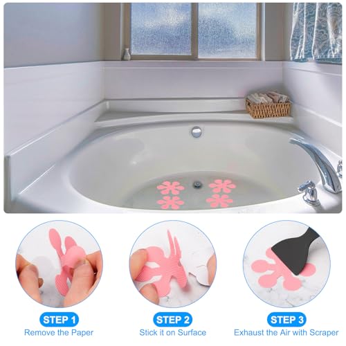 PATIKIL Bathtub Non Slip Stickers 3.15x3.15 Inch, 12 Pack Snowflake Safety Shower Floor Anti Slip Stickers with Adhesive Decals Scraper for Bath Tub Shower Floor Stair, White - color: White