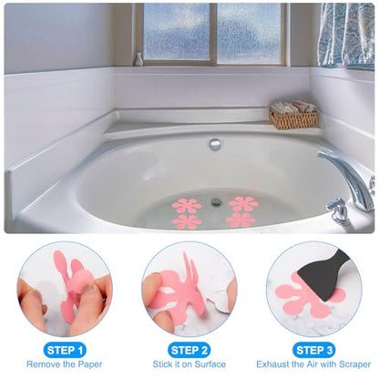 PATIKIL Bathtub Non Slip Stickers 3.15x3.15 Inch, 12 Pack Snowflake Safety Shower Floor Anti Slip Stickers with Adhesive Decals Scraper for Bath Tub Shower Floor Stair, White - color: White