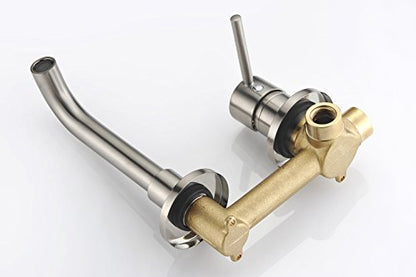 Sumerain Wall Mount Bathroom Faucets Brushed Nickel,Single Handle Wall Mount Faucet with Brass Rough-in Valve - color: Brushed Nickel, size: Right-Handed
