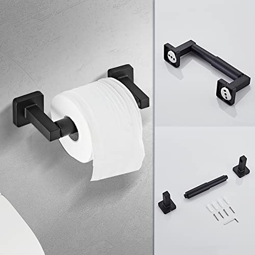 Matte Black Bathroom Hardware Set 4 Pieces,Bathroom Accessories Set Stainless Steel Wall Mounted, Hand Towel Bar, Towel Ring, Robe Towel Hooks,Toilet Paper Holder,Towel Bar Set, 23.6 Inch - color: Matte Black, size: 23.6Inch