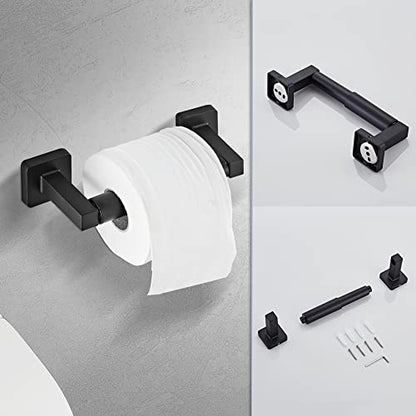 Matte Black Bathroom Hardware Set 4 Pieces,Bathroom Accessories Set Stainless Steel Wall Mounted, Hand Towel Bar, Towel Ring, Robe Towel Hooks,Toilet Paper Holder,Towel Bar Set, 23.6 Inch - color: Matte Black, size: 23.6Inch