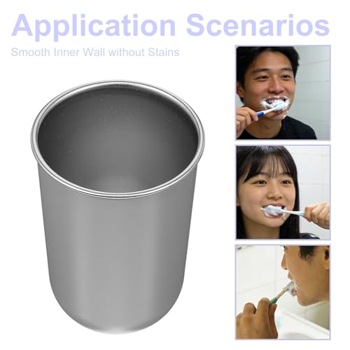 Bathroom Tumbler Cup, 304 Stainless Steel Pp Plastic Toothbrush Holder, Reusable Mouthwash Cup for Vanity Home Hotel Office