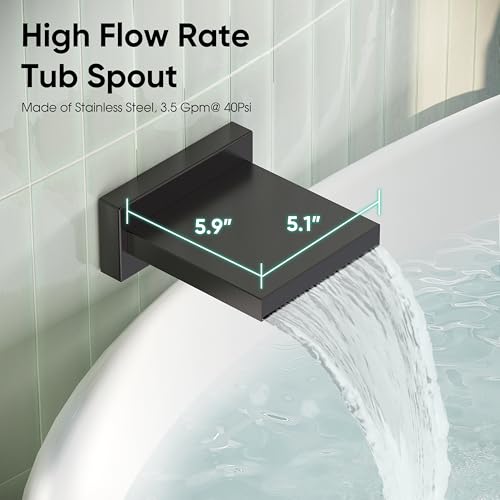 Esnbia Shower System with Tub Spout,Black Bathtub Shower Faucet Set,10 Inches Rain Shower Heads with Handheld Spary Combo, Tub Shower Kit with 3-Way Shower Valve, Matte Black - color: Matte Black
