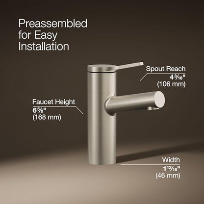 KOHLER K-35048-4K-BN Elate® Single-Handle Bathroom Sink Faucet, Bathroom Faucets, 1.0 GPM, Vibrant Brushed Nickel - color: Vibrant Brushed Nickel, size: 1.0 GPM