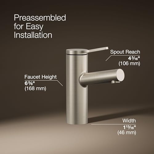 KOHLER K-35048-4N-BN Elate® Single-Handle Bathroom Sink Faucet, Single-Handle Bathroom Sink Faucets, 0.5 GPM, Vibrant Brushed Nickel - color: Vibrant Brushed Nickel, size: 0.5 GPM