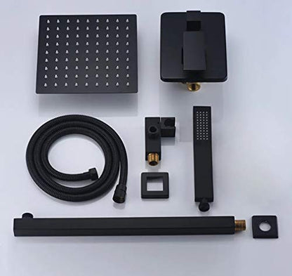Cascada Luxury 12" Square Wall Mounted Shower System, Dual Handle - Stainless Steel (12 Inch, Polished Stainless Steel) - color: Polished Stainless Steel, size: 12 Inch