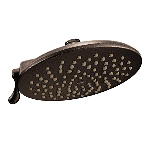 Moen S6320ORB Velocity Two-Function Rain Shower Shower Head with Immersion Technology for a High-Pressure Rinse, 8-Inch, Oil Rubbed Bronze - color: Oil Rubbed Bronze, style: Basic