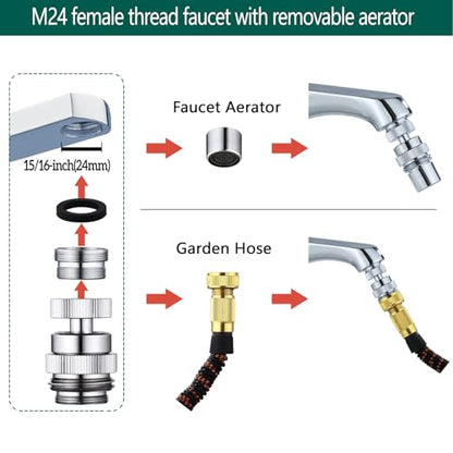 Sink Faucet Adapter Kit Swivel Aerator Adapter to Connect Garden Hose,Multi-Thread Garden Hose Adapter for Bathroom/Kitchen,3/4" GHT thread，1 pcs - color: B-Faucet adapter