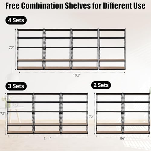 Storage Shelving Unit 48" L x 24" W x 72" H, 5-Tier Metal Storage Shelves | Heavy Duty Adjustable Garage Storage Shelves for Kitchen Pantry Basement Bathroom Laundry - size: 48" L x 24" W x 72" H