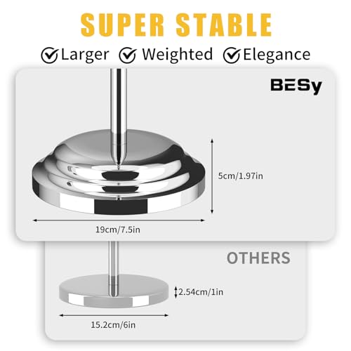 Toilet Paper Holder Floor Stand, Bathroom Freestanding Chrome | Toilet Tissue Roll Holder, Free Standing Rack with Storage, Weighted Base Accessories, SUS304 Stainless Steel Rustproof - color: Chrome