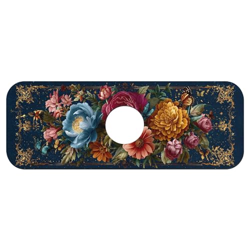 Faucet Fast Absorbent Pad - Midnight Peony Butterfly , Suitable For Kitchen, Bathroom, Island And Other Scenes - color: Midnight Peony Butterfly