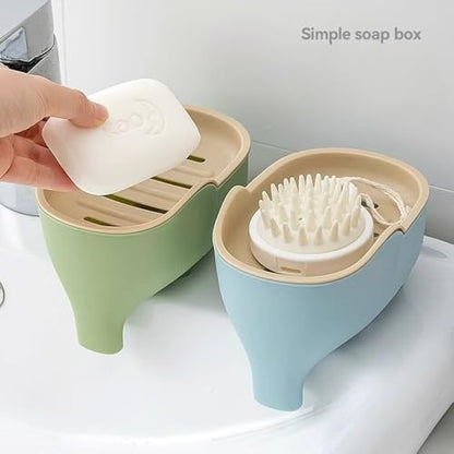 Cute Elephant Soap Dish Holder Tray Plastic Sink Self Draining Suitable for Kitchen Bathroom Bar Shower Bath Kitsch Large Shelf Drainage,Gray - color: C-gray