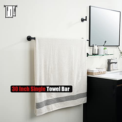 JQK Black Bath Towel Bar, 33 Inch 304 Stainless Steel Thicken 0.8mm Towel Rack Bathroom, Towel Holder Matte Black Wall Mount, Useable Length 30 Inch, TB110L30-PB - color: Black, size: 33 Inch