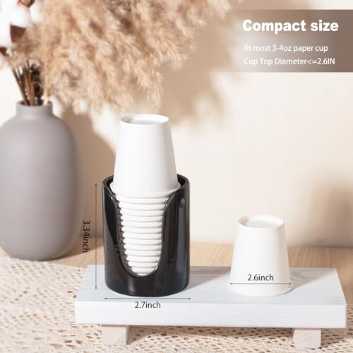 Ceramic Bathroom Cup Dispenser, Fits 3–4 Oz Cups, 1 Pack, Black | Small Countertop Cup Holder for Mouthwash & Rinsing – Non-Slip Base, Easy-Access Design, Kitchen & Bathroom Ready - color: Black, size: 1 Pack