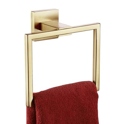 KOKOSIRI Hand Towel Ring Shower Towel Hanger Holder Bath Towel Holder Bathroom Lavatory Stainless Steel Wall Mount, Brushed Gold, B3004BG - color: Brushed Gold, size: 1 Pack