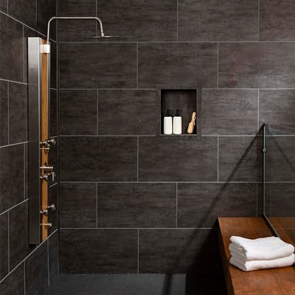 Palisade 17.5 in x 15.5 in Vinyl Shower Niche Ashen Slate | Waterproof Shower Insert - color: Ashen Slate