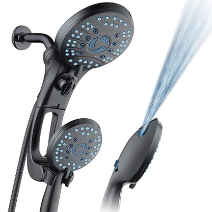 AquaCare 50-mode High Pressure Shower Head Combo with Arm & Dual Power Wash | Hygienic Jets, 2-mode Handheld Power Wash for Tub, Tile & Pets, Long 6 ft. Stainless Steel Hose, Extra Wall Bracket / Bronze - color: Oil Rubbed Bronze, style: 1.8 Gallons Per M