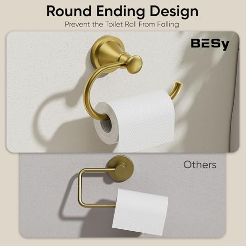 Toilet Paper Holder Wall Mounted Bathroom Tissue Holder Brushed Gold | Pivoting Tissue Roll Holder, High Quality Stainless Steel Hand Towel Ring Rustproof, Bathroom Accessories,Toilet Storage - color: Brushed Gold